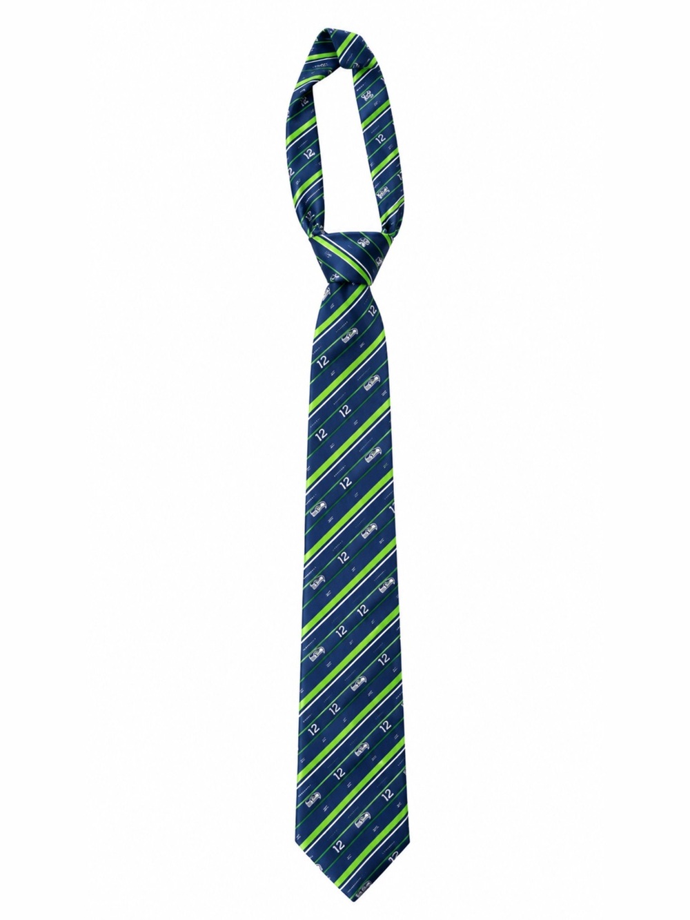 Seattle Seahawks 12s Navy Green Striped Neck Tie Football Fan Gear